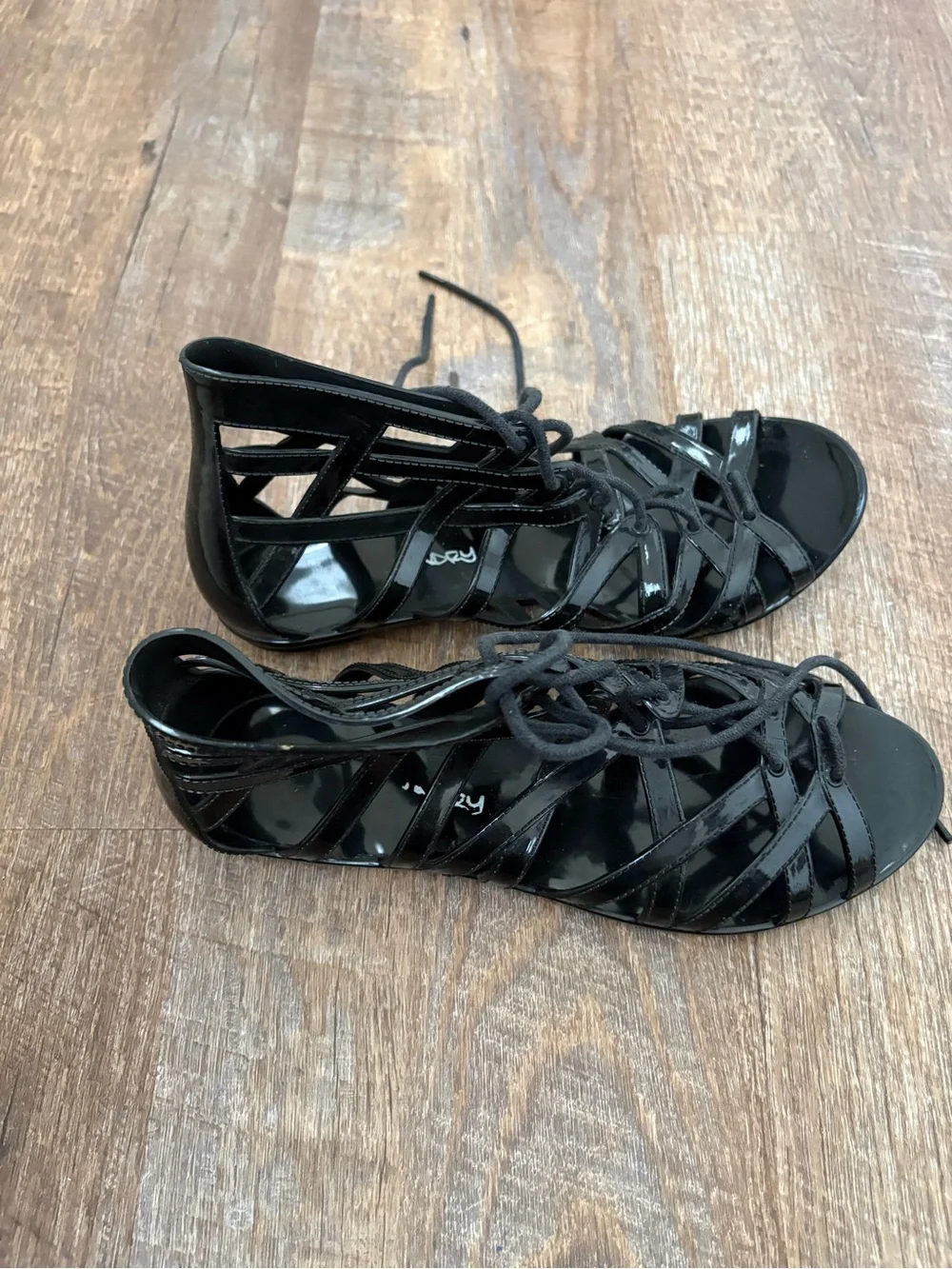 Black Lace-Up Women's Gladiator Sandals